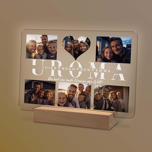 Geschenke für Uroma personalisierte optionale Nachtlampe mit Foto und Namen als Geschenk für Uroma zum Geburtstag Weihnachten