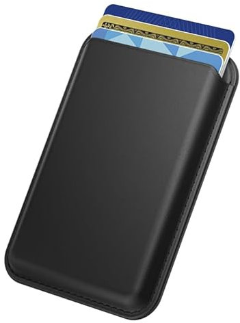 Amzpas für MagSafe Wallet Magnetisches Wallet Leder für iPhone 16/15/14/13/12 Serie, PU Leder Card Holder, Speichert 1-2 Karten(Schwarz)