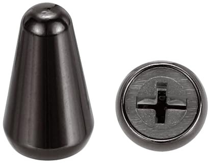 sourcing map 2Pcs ST Guitar 3/5 Way Pickup Switch Tip Cross Hole ID 0.19 x 0.15 Metal Toggle Switch Knobs Cap for Electric Guitar Replacement Parts, Gun Black