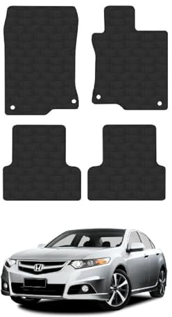 Honda Accord (2008-2015) Heavy Duty Thick Rubber Car Mats Accessories Tailored Fit Front Rear Set Compatible Accessory Waterproof Durable Non-Slip 5mm Full Coverage Protection with Clips
