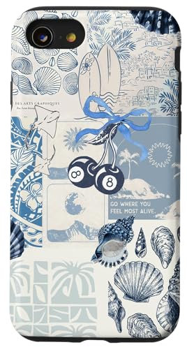 Beachy Blue Coquette Summer Collage Coastal Aesthetic Case for iPhone SE (2020) / 7 / 8