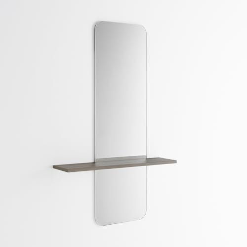 ARHome Specchiera Sagomata con Mensola Modern, 130 x 80 x 19 cm, Made in Italy (Frassino Rustico)