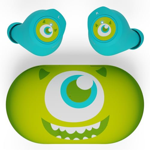 Disney/Pixar Monsters Inc Bluetooth-Ohrhörer mit Ladehülle, kabellose Kopfhörer mit integriertem Mikrofon + bis zu 30 Stunden Spielzeit, Monster Inc Geschenke für Mädchen, Jungen, Frauen, Männer, alle