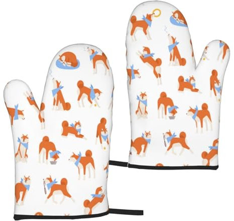 Adorable Akita Inu, Guantes de Cocina Antideslizantes, Guantes para Horno Resistentes al Calor, un par