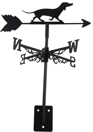 MINAOLULUS Dachschmuck Mit Windrichtungsanzeiger Lustiger Dachshund Wetterfahne Aus Robustem Eisen Für Garten Und Terrasse Einfache Montage Dekorative Funktion Für Außenbereiche