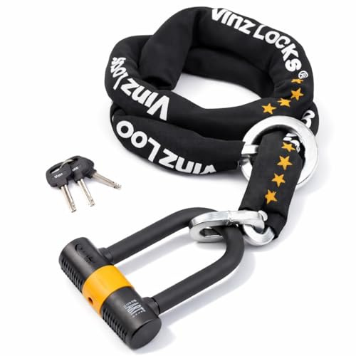 VINZ Oyu Kettenschloss ø11mm | ART 4 Zertifikat | Motorradschloss Kette Mopedschloss | sicheres Motorrad schloss Roller & E-scooter & Panzerschloss | 120-300 cm x (150cm)