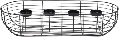 FRANK FLECHTWAREN Metallkorb Candela, Metall, mattschwarz Maße: 50 x 19 x 11 cm, passend für Kerzen max. Ø 4 cm, ohne Kerzen