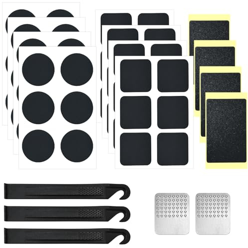 ePicsoa 57 Stück Fahrradflickzeug Set, Selbstklebende Fahrradreifen-Reparatur-Patches Fahrrad Pannenset Flickzeug Reparaturset Fahrradreifen Reparatur Set Flickset für Rennrad, Mountainbike Reifen