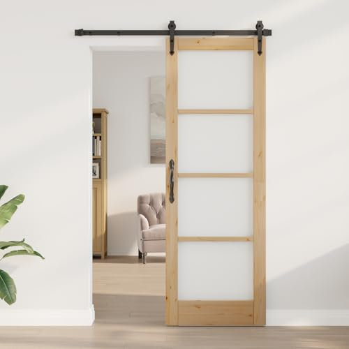Higsose Porta scorrevole in legno divisorio porta interna alla moda per soggiorno, camera da letto, ufficio o cucina, design moderno, marrone, bianco e nero, 73,5 x 211 cm