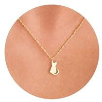 HANLI 14K Gold Plated Halsketten Damen - Tieranhänger Kette mit Fisch Biene Schildkröte Katze Seepferdchen Alltagsschmuck Geschenk für Frauen Freundin Valentinstag