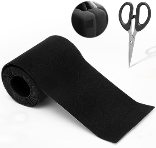 Yuragim Gewebeband Schwarz,10cmx 2m Gewebe-Reparaturband Selbstklebender für Segeltuch,Markise,Flicken für Möbel,Daunenjacke Risse oder Löcher in Stoff Sofas Autositze Zelte,wasserdicht und waschbar