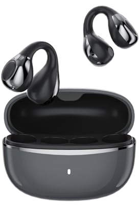 TANALAZ Open Ear Earbuds I5, Wireless Bluetooth 6.0 Clip-On Earbuds with ENC Noise Cancelliing, IPX5 Waterproof, 36H Long Playtime, Crystal Clear Calls, Secure Fit for Sports/Running/Work/Gym(Black)