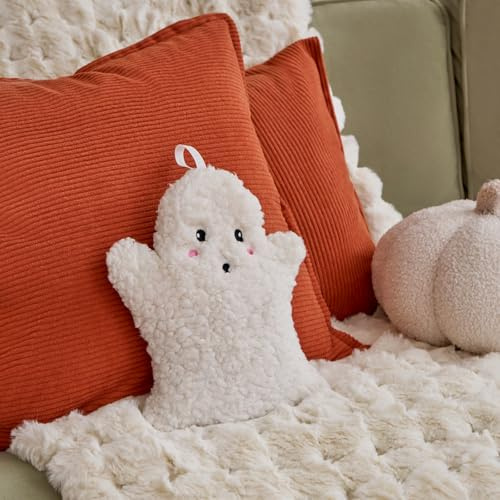 OHS Ghost Plush Microwaveable Heat Pad, Halloween Teddy Microwave Hotties Microwaveable Heat Pad with Removable Cover Microwave Teddy for Pain Relief Or Cold Days Adult Kids Gift, Cream