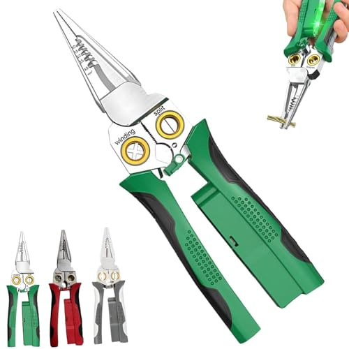 8-In-1 Tool, 8-in-1 Abisolierzange mit Spannungsprüfer, Multifunktionszange für Elektriker, Spannungsprüfer Zange, Kabel Abisolierer zum Abisolieren, Schneiden, Wickeln, Spalten