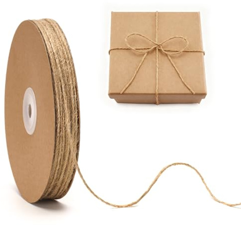 jijAcraft 2mm Dünn Juteschnur Natürliche: 100m Bastelschnur für DIY, Jute Gartenschnur, 3-Fach Gedreht Dekokordel für Bastel, Geschenkverpackung, Pflanzen