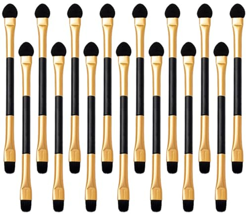 Garneck Applicateurs Maquillage Yeux Double Embout Lot de 15 Pinceaux Souples et Résistants pour Maquillage Précis et Contour des Paupières