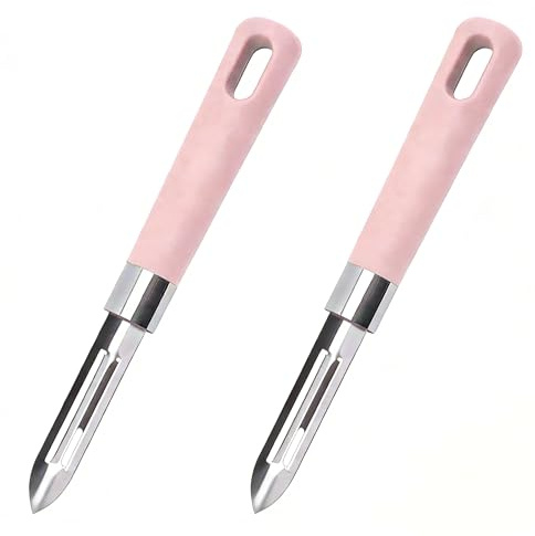 2 Pcs Pink Set Vegetable Peeler & Potato Peeler for Potatoes, Carrots, Cucumbers, Apples – Sharp Stainless Steel Blades with Ergonomic Non-Slip Handles
