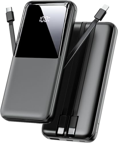 Power Bank Fast Charging, 26800mAh Portable Charger with Built-in Cables | Built-in USB-C&iOS Cables, Charge 4 At Once, LED Display, 22.5W Powerbank Compatible for iPhone 17/16 Android, TSA Approved
