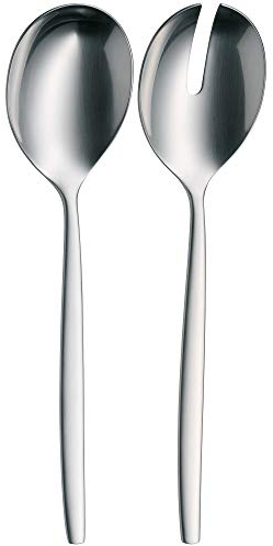 WMF Atria Salatbesteck 2-Edelstahl 23,7 cm, klein, Salatgabel und Servierlöffel, Cromargan Edelstahl poliert, spülmaschinenfest