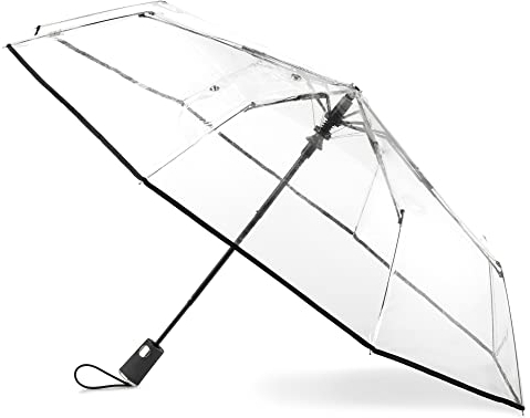totes Transparenter Regenschirm, automatisches Öffnen, zusammenklappbar, schwarz, Einheitsgröße, Ultra Clear Regenschirm mit automatischer Öffnung