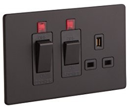 Designer Switches and Sockets | Black (Cooker Switch & Socket)