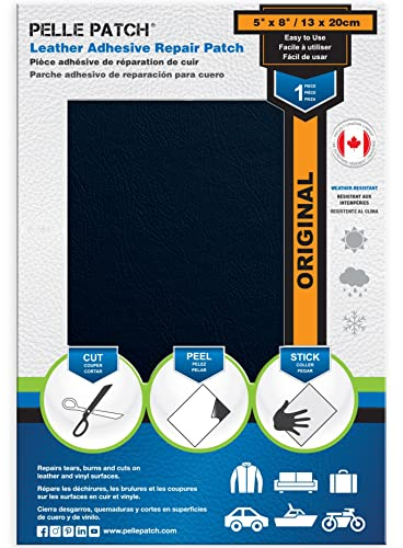 Pelle Patch - Leder-Reparatur-Set - In 25 Farben erhältlich - Original 13cm x 20cm - Dunkelblau