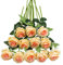 Tifuly 12 PCS Künstliche Rosen, 19,68 '' Single Long Stem Fake Rose Seide Braut Hochzeitsstrauß Realistische Blume für Hausgarten Party Hotel Büro Dekor (Blüten Rosen, Champagner)