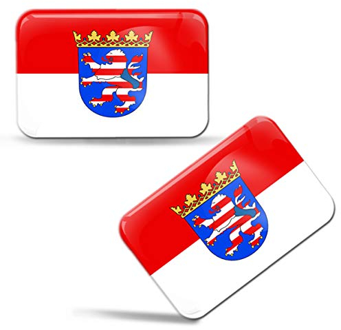 Biomar Labs® 2 x Aufkleber 3D Gel Silikon Stickers Hessen Flagge Fahne Deutschland Flag Länderflagge Auto Motorrad Fahrrad Fenster Tür PC Handy Tablet Laptop F 96
