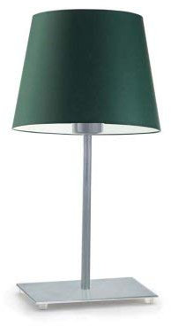 Lampe de chevet GENUA - Abat-jour vert bouteille - Cadre argenté
