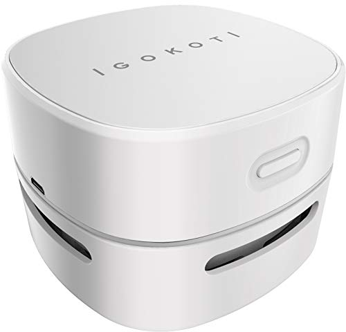 IGOKOTI Desktop Vacuum Cleaner, Rechargeable Desk Vacuum Cleaner Mini Desk Hoover Dust Sweeper Energy Saving Design for Home Office Tech Gifts (White)