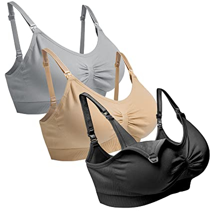 O-WareBaby Maternity Nursing Bra Seamless Breastfeeding Bras for Women 3 Pack S-XXL