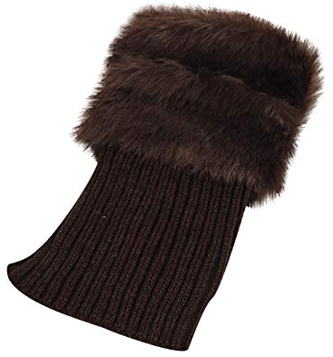 Gamaschen Damen Strick-Beinstulpen mit Fell-BeinwäRmer Stulpen-WinterwäRmer-Stiefelsocken Stiefel-Boot Abdeckung Frauen Gestrickte Legwarmers HäKeln Kurze Stulpen Socken Stricken-Beinstulpen