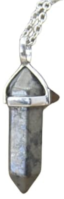OLGER Locket Necklace, Pyrit-Stein-Halskette, Boho-Silber, Eingewickelt, Sechseckiger Punkt, Kristall-Anhänger, Halsketten, Reiki-Chakra-Edelstein-Halskette, Bezaubernder Schmuck Für Frauen, Männer,