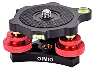 OIMIO Tripod Leveing Base Camera Leveler, Aluminum Alloy 3 Axis Tri Wheel Head with 3/8” Thread+/-5 Degree Precision Adjustment for DSLR Camera Rotator Panoramic Head