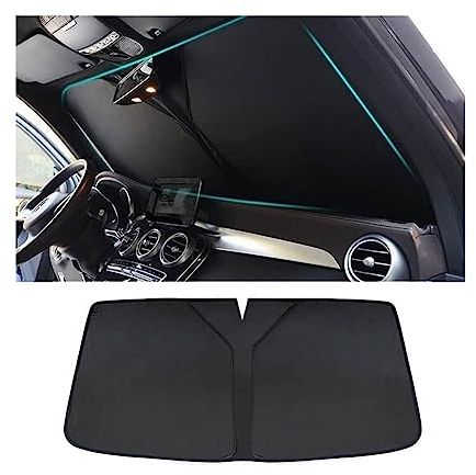 Auto Windschutzscheiben Sonnenschutz für V-W Caddy 2020-2022, Vollständige Abdeckung Faltbare Frontscheibe Sonnenblende UV-Schutz Schutz Zubehör,A/Black