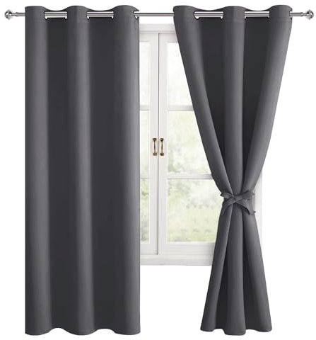 Hiasan Verdunklungsvorhänge Gardinen mit Ösen,Dunkelgrau Blickdicht Vorhänge,2 Stück,117 x 137 cm (Breite x Höhe),weiche Schiebevorhänge für Schlafzimmer,Wohnzimmer usw.