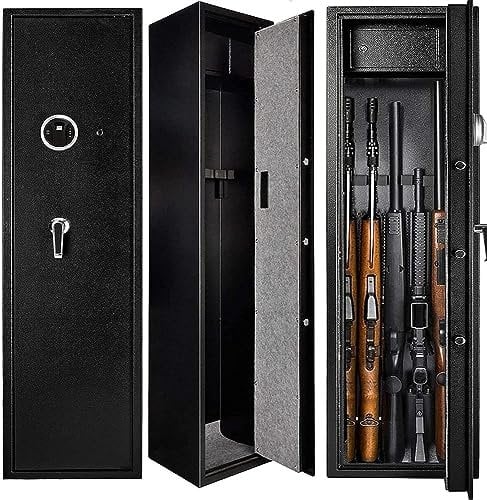YOGAYE Cabinet Safes Gun Safe For Home Rifles And Pistols, Quick Access 5-6 Gun Cabinet Shotgun Safe (with/Without Scope) With Pistol Lockbox Slient Mode