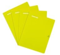 MINTRA lot de 4 Cahiers 90gm agrafés en Couverture Polypro 24x32 cm Grands Carreaux SEYES (48 pages, Jaune)