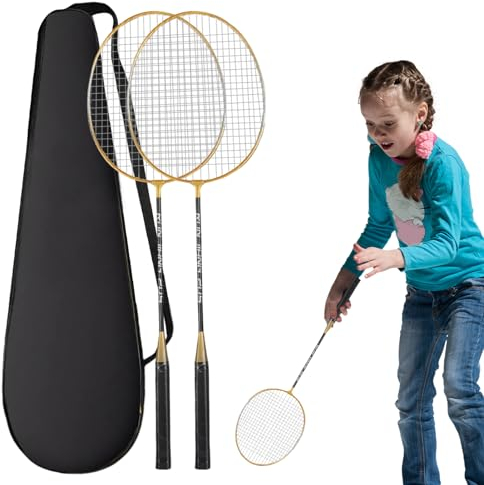 Anloximt Badmintonschläger-Set - Badminton-Set für Erwachsene - Leichte Badmintonausrüstung, schweißabsorbierend für Erwachsene und Profis, Sport, Outdoor-Hinterhofspiele