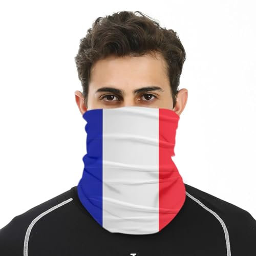 Foulard Multifonction Bandana Drapeau France Tour de Cou Élastique Cache-Cou Tubulaire Séchage Rapide Anti-Solaire Respirant Foulard Multifonction pour Vélo Moto