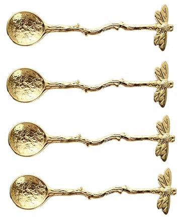 4 cucchiaini da caffè in stile retrò a forma di libellula dorata, cucchiaini da tè e zucchero, per mescolare dolci, torte, manico lungo gadget da cucina