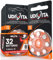 32 Hearing Aid Batteries Size 13 Udivita (Orange) PR48 Zinc-Air with Phono Pulse Technology - 4 Blisters of 8 Batteries