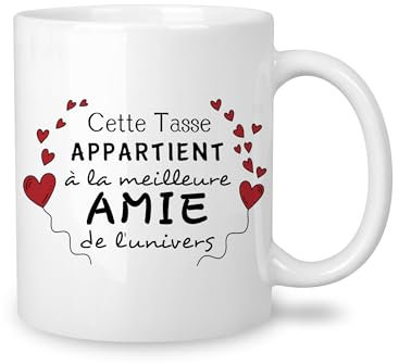 Yufansd Tasse Mug - Le Meilleure Amie de L'univers - Cadeaux pour Amie Femme Amis Idée Originale Cadeaux d'anniversaire Noël Saint-Valentin Cadeaux d'amitié Souvenir Céramique 350 ml (Amie)