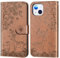 Nbziyoo Phone Case for iPhone 14, Embossed Deer Floral Animal Flip Wallet Case with Card Slots, Premium Magnetic Protective PU Leather Cover Case for iPhone 13.Brown