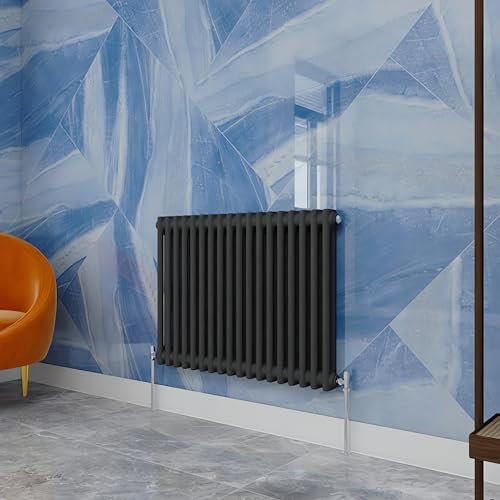 Traditional Household Cast Iron Radiator，Anthracite Horizontal 600X830mm 2 Column Suitable for Multi-Room Central Heating
