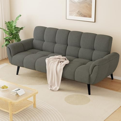 JIEXI Sofa Mit Schlaffunktion, Klappsofa Sofa 3 Sitzer, Schlafsofa 195x85cm, Bequemes Geeignet Für Wohnzimmer, Schlafzimmer, Zimmer, Büro(Das zweite Grau)