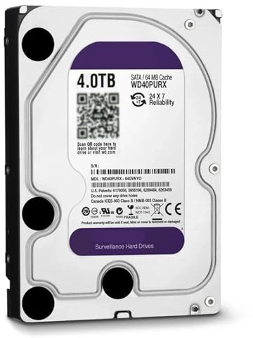 JXCHSWOU Disco rigido interno for videosorveglianza da 4 TB, 3,5 con cache da 64 MB, SATA III 6 Gb/s, HDD da 1 TB, 2 TB e 3 TB, for CCTV, DVR e NVR(8T)