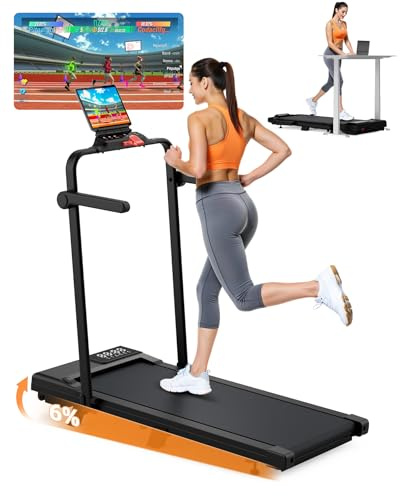 Lacuffy Treadmill for Home Foldable with 6% Incline, Oversize Treadmills for Heavy People Max 12KM/H, Walking Pad Treadmill Max 136KG Running Machine with APP Control, HIIT & MIIT Programs