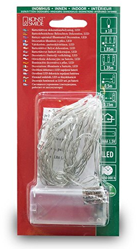 Konstsmide LED Lichterkette, mit an/aus Schalter, 6h Timer, 10 bunte Dioden, batteriebetrieben, Innen, transparentes Kabel - 1407-503