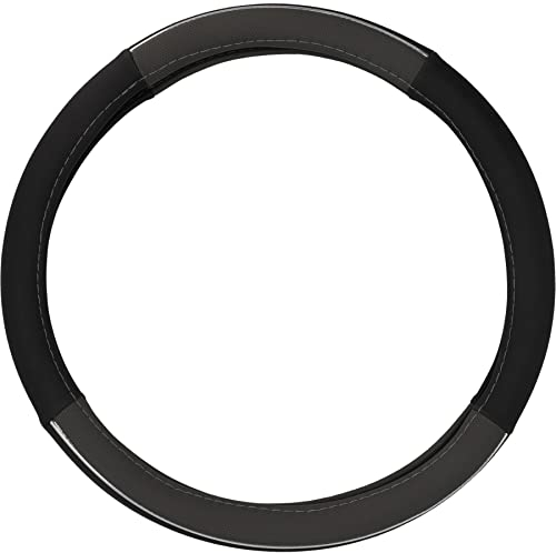 Cartrend 60294 Premium Lenkradhülle Schwarz-Grau mit Chromrand